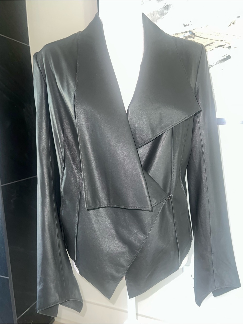 HELMUT LANG Draped Leather Jacket-LIKE NEW!• HUGE DISCOUNT